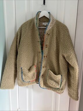 Mable • Reversible Button Front Sherpa Coat (Size M)